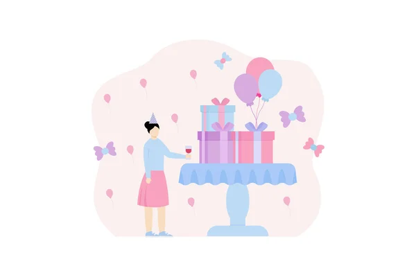 Плоский Дизайн Вечеринки Честь Дня Рождения — стоковый вектор