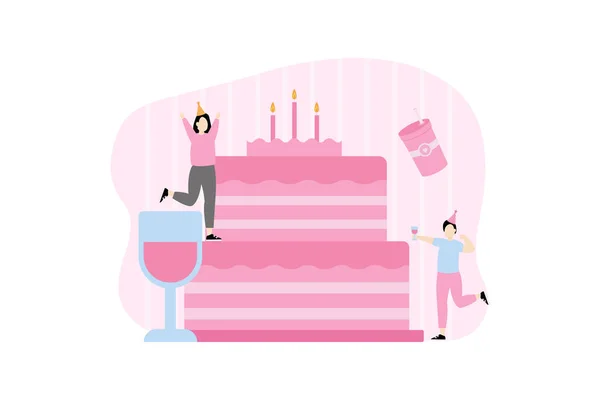 Плоский Дизайн Вечеринки Честь Дня Рождения — стоковый вектор