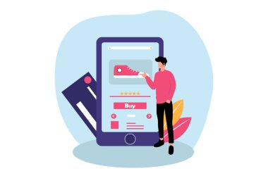 E Commerce Çevrimiçi Alışveriş Apartmanı Tasarımı, Vektör İllüstrasyonu