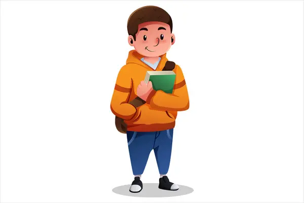 Ładny Student Chłopiec Charakter Ilustracja — Wektor stockowy