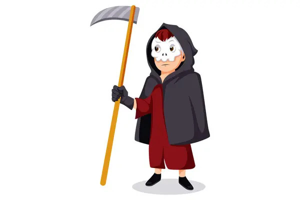 Cute Halloween Reaper Ilustracja Postaci — Wektor stockowy