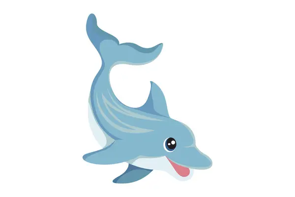 Desenho Personagem Golfinho Bonito Ilustração — Vetor de Stock