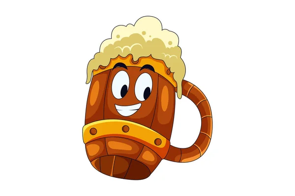 Cute Beer Character Design Illustration — Stock Vector