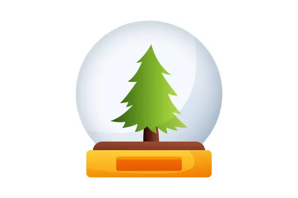 Χιονόμπαλα Spruce Tree Χριστουγεννιάτικο Αυτοκόλλητο — Διανυσματικό Αρχείο