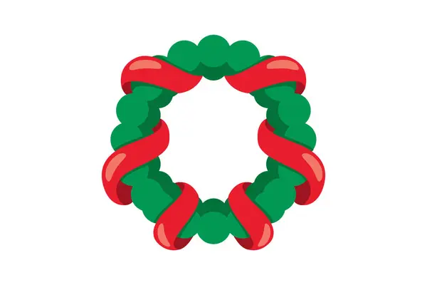 Christmas Wreath Ribbon Sticker — Stock Vector