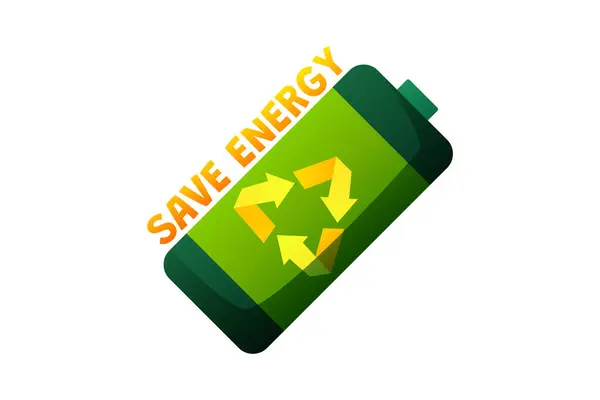 Stiker Lingkungan Simpan Energi Baterai - Stok Vektor