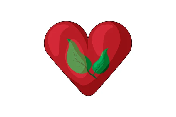 Love Leaves Environmental Sticker Design — Stockový vektor