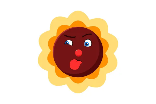 Sun Flower Funny Weird Sticker — Stock Vector