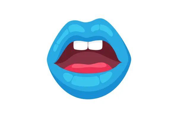 Blue Mouth Grappig Sticker Ontwerp — Stockvector