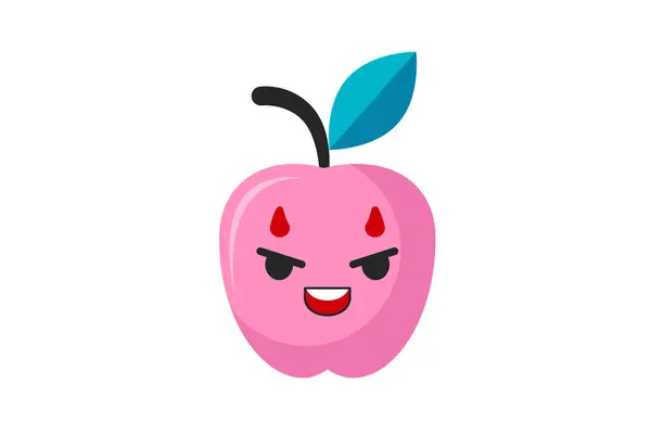 Cute Pink Apple Funny Weird Sticker — Stock Vector