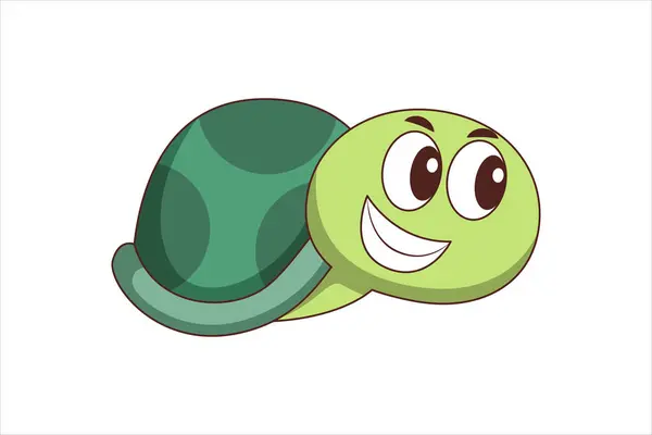 Cute Turtle Funny Flat Sticker Design — Stock Vector