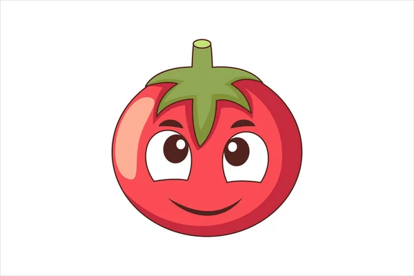 Cute Tomato Funny Flat Sticker Design — Stock Vector