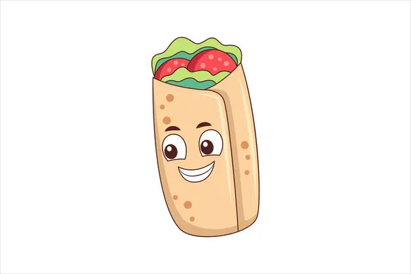 Χαριτωμένο Kebab Αστεία Επίπεδη Σχεδίαση Αυτοκόλλητων — Διανυσματικό Αρχείο