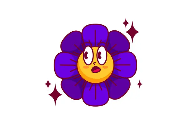 Симпатичный Flower Retro Плоский Стикер Дизайн Лицензионные Стоковые Векторы
