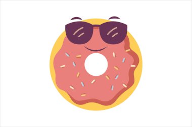 Şirin Donut Komik Düz Çıkartma Tasarımı