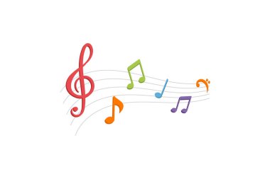 Müzik Notası Müzik Enstrümanı Düz Etiket Tasarımı