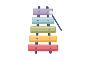 Ksilofon Müzik Enstrümanı Düz Etiket Tasarımı