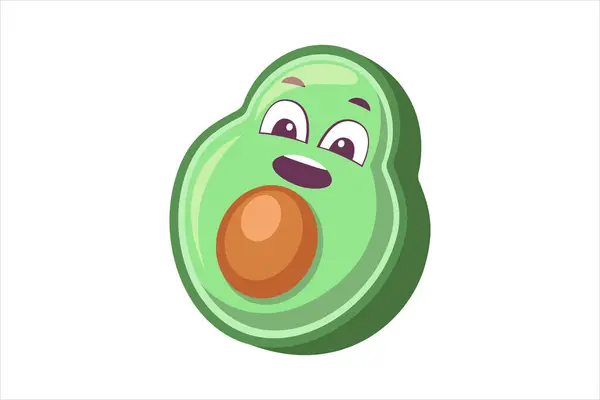 Cute Avocado Funny Flat Sticker Design — Stock Vector