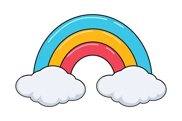 Rainbow Funny Flat Sticker Ontwerp — Stockvector
