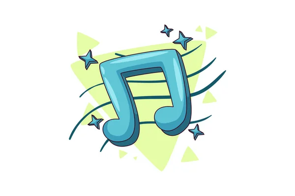 Music Note Functional Music Flat Sticker Design — Stock Vector