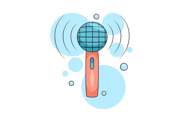Microphone Functional Music Flat Sticker Design — Stock Vector
