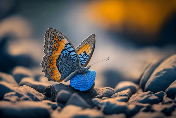 beautiful butterfly on a background of a blue sky, creative ai