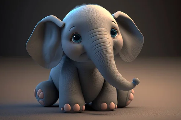 3d rendering of a cute cartoon elephant