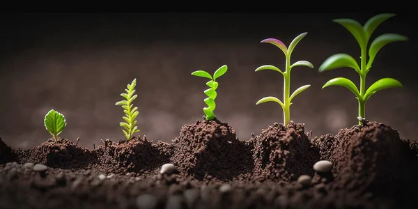 development of seedling growth planting seedlings young plant in the morning light