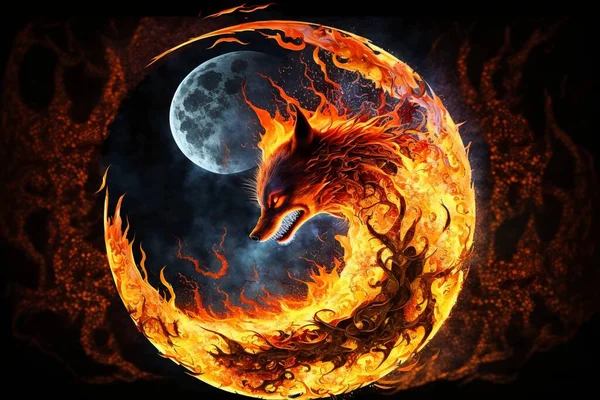 3d rendering of a dragon head with a flame
