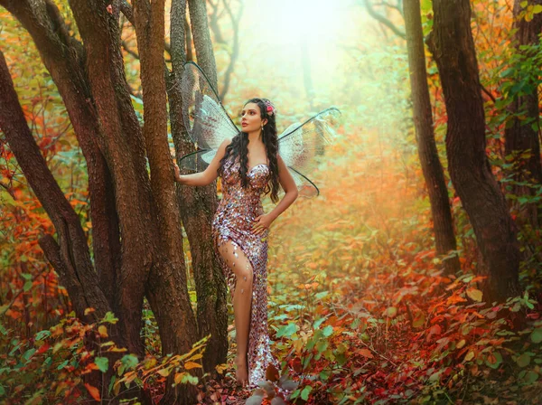 Fantaisie Femme Fée Pixie Ailes Costume Créatif Fille Ange Forêt — Photo