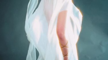 Yunan adalet tanrıçası Themis 'in elinde teraziyi tutarken gözleri kapalı para, yozlaşma ve şirketler kavramına karşı doğanın korunmasıyla kapalıydı. Seksi kız Beyaz altın kumaş uçar.