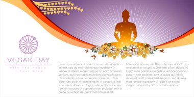 Vesak Günü 'nün soyut hali. Lord Buddha 'nın doğum günü, aydınlanma ve ölümü Buddizm' in bir işaretidir. Dünyanın dört bir yanındaki Budistler buna Meditasyon Günü ya da Jayanti Günü diyorlar. Arkaplan ve afiş kavramı.