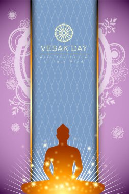 Vesak Günü 'nün soyut hali. Lord Buddha 'nın doğum günü, aydınlanma ve ölümü Buddizm' in bir işaretidir. Dünyanın dört bir yanındaki Budistler buna Meditasyon Günü ya da Jayanti Günü diyorlar. Arkaplan ve afiş kavramı.