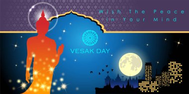 Vesak Günü 'nün soyut hali. Lord Buddha 'nın doğum günü, aydınlanma ve ölümü Buddizm' in bir işaretidir. Dünyanın dört bir yanındaki Budistler buna Meditasyon Günü ya da Jayanti Günü diyorlar. Arkaplan ve afiş kavramı.