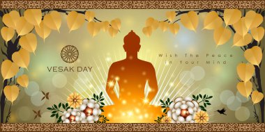 Vesak Günü 'nün soyut hali. Lord Buddha 'nın doğum günü, aydınlanma ve ölümü Buddizm' in bir işaretidir. Dünyanın dört bir yanındaki Budistler buna Meditasyon Günü ya da Jayanti Günü diyorlar. Arkaplan ve afiş kavramı.