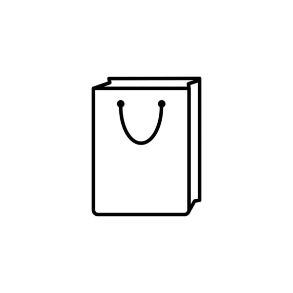 ショッピング ペーパー バッグの黒のアウトライン シルエット フラット アイコンが白で隔離 ベクトル イラスト 購入のためのスタイリッシュなパッケージ シンプルなピクトグラム黒と白 — ストックベクタ