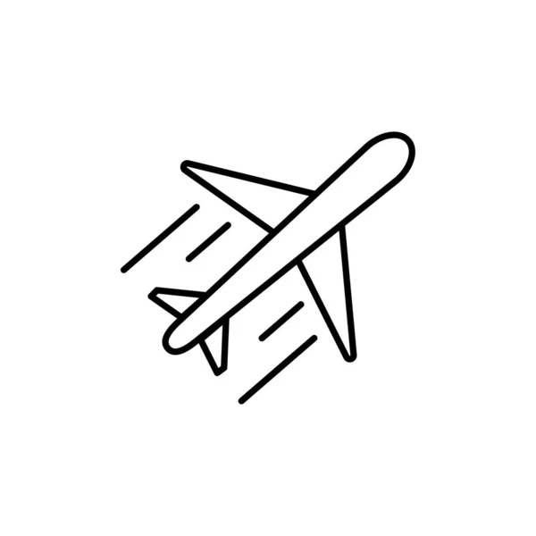 Ikona Letadla Silném Obrysu Černobílá Jednobarevná Letecká Doprava Ilustrace — Stockový vektor