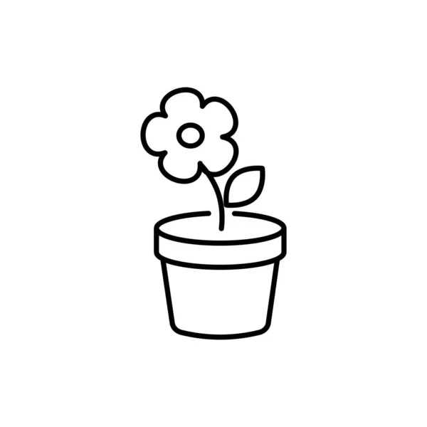 Blume Topf Ikone Illustration Von Gartenaktivitäten Als Einfaches Vektor Zeichen — Stockvektor