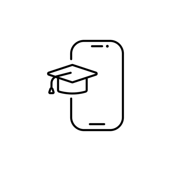 スマートフォンのアイコンを背景に隔離 卒業帽子のシンボルは ウェブサイトのデザイン モバイルアプリ Uiのための現代的 シンプルでベクトル アイコン ベクターイラスト — ストックベクタ