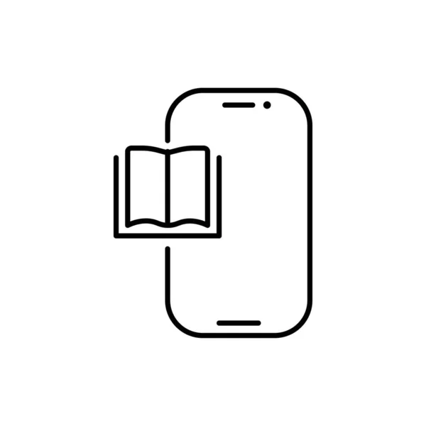 手机规格线图标 智能手机功能和应用程序签名 在线阅读徽章 矢量线说明 — 图库矢量图片