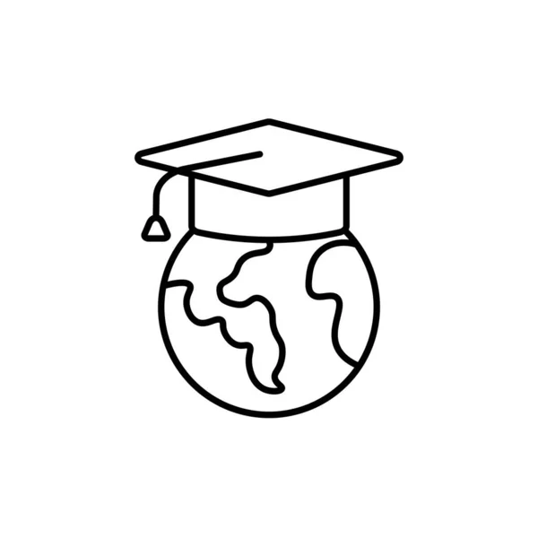 Ícone Educação Internacional Terra Chapéu Pós Graduação Universidade Globo Mundial —  Vetores de Stock
