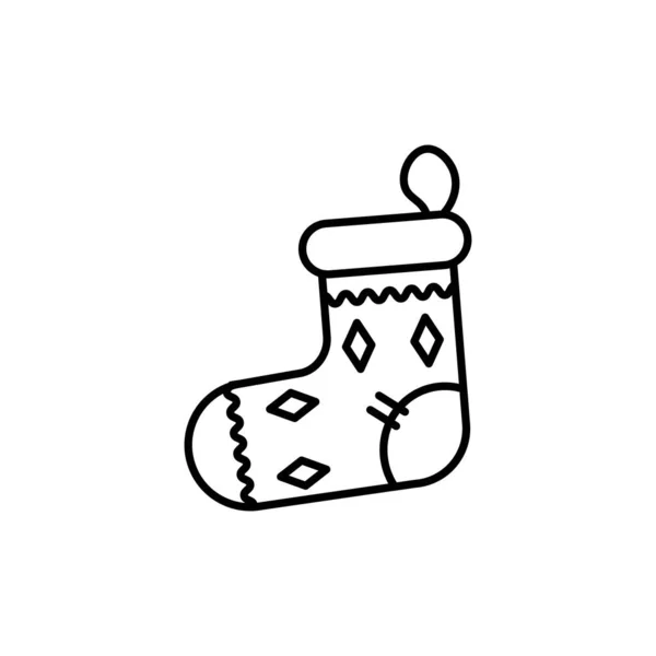 Vektör Kış Logosu Tasarımı Siyah Beyaz Noel Çorapları Ikonu — Stok Vektör