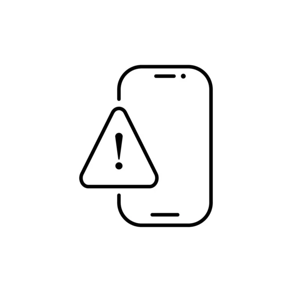 Telefon Benachrichtigungssymbole Flachen Stil Smartphone Mit Ausrufezeichen Vektorillustration Auf Isoliertem — Stockvektor