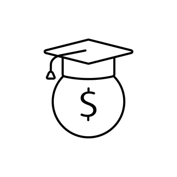 Ícone Empréstimo Educação Boné Graduação Com Moeda Dólar Design Simples —  Vetores de Stock