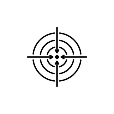 Beyaz arkaplanda gölgesi olan hedef simge, web tasarımı için vektör illüstrasyonu