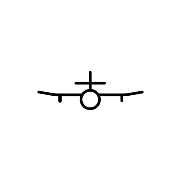航空機のフロントビューラインアイコン 航空輸送移動 ビジネスフライト 旅行に使用されます 白い背景に独立したベクトル図 編集可能なストローク — ストックベクタ