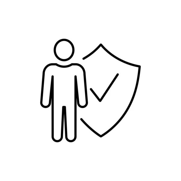 受保护的人体图标 在白色背景下隔离的网页设计的轮廓保护人体矢量图标 — 图库矢量图片
