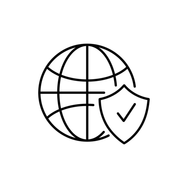 Globen Med Shield Tecken Internet Nätverk Säkerhet Koncept Vektor Ikon — Stock vektor