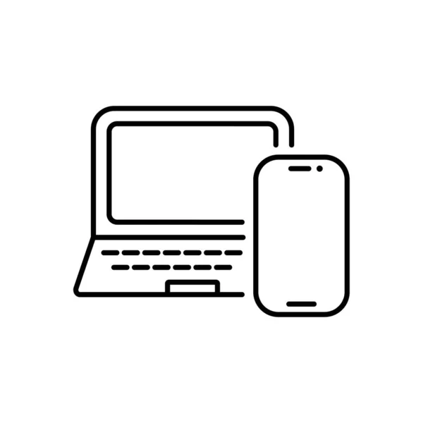 Icono Signo Dispositivos Móviles Cuaderno Con Símbolo Smartphone Botón Plano — Vector de stock