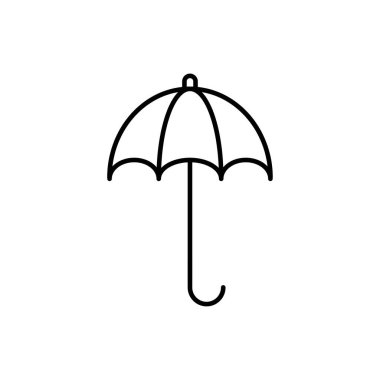 Şemsiye taslak simgesi. Mobil konsept ve web tasarımı için doğrusal biçim işareti. Yağmur koruması basit satır vektör simgesi.